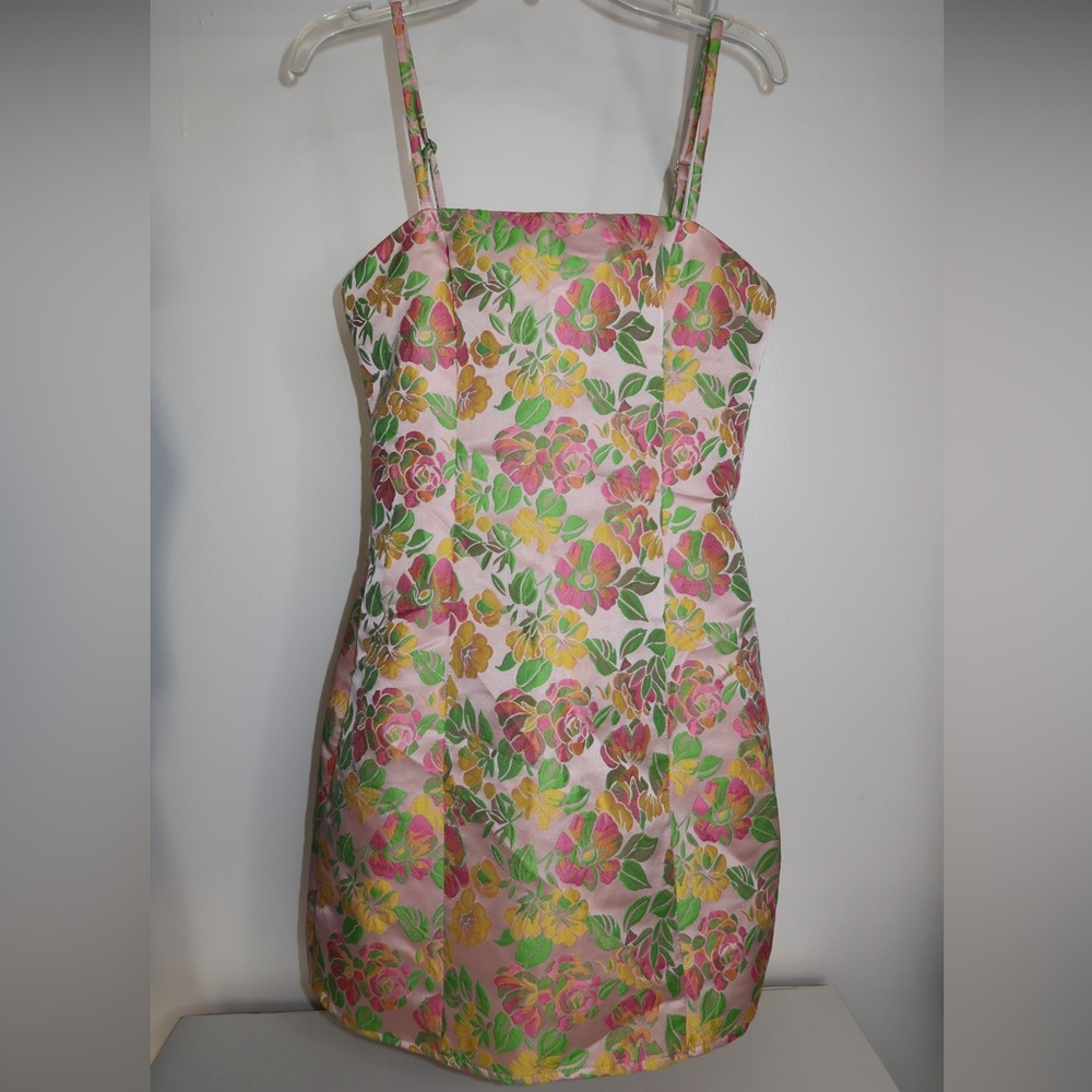 Majorelle Pearsons Floral Brocade Dress in Flamingo